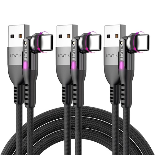 Statik PowerPivot USB-A To USB-C Cable 1 Metre Braided Black